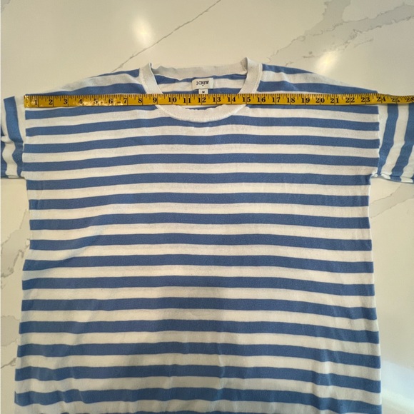 J. CREW Striped Crewneck Knit Sweater, Blue and White, M - Picture 7 of 9